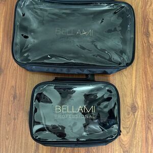 2 Bellami professional black and clear vinyl carrying case extensions cosmetic c
